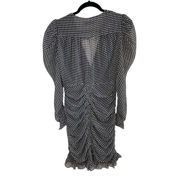 ZARA Sheer Gathered Puff Sleeve Mini Dress size M - Picture 5 of 9